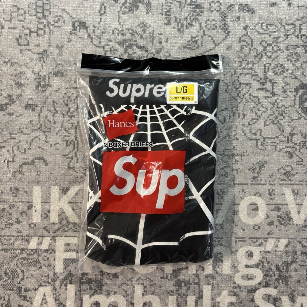 Supreme Hanes Spider-Man Boxer Briefs 2 Pack Black Size Large L SS26